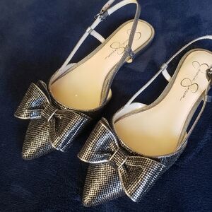 Jessica Simpson metallic slingbacks